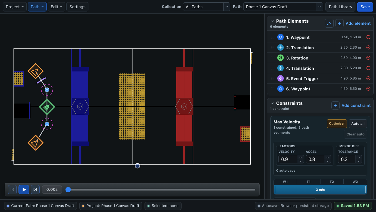 Current BLine Web interface on the latest FRC field